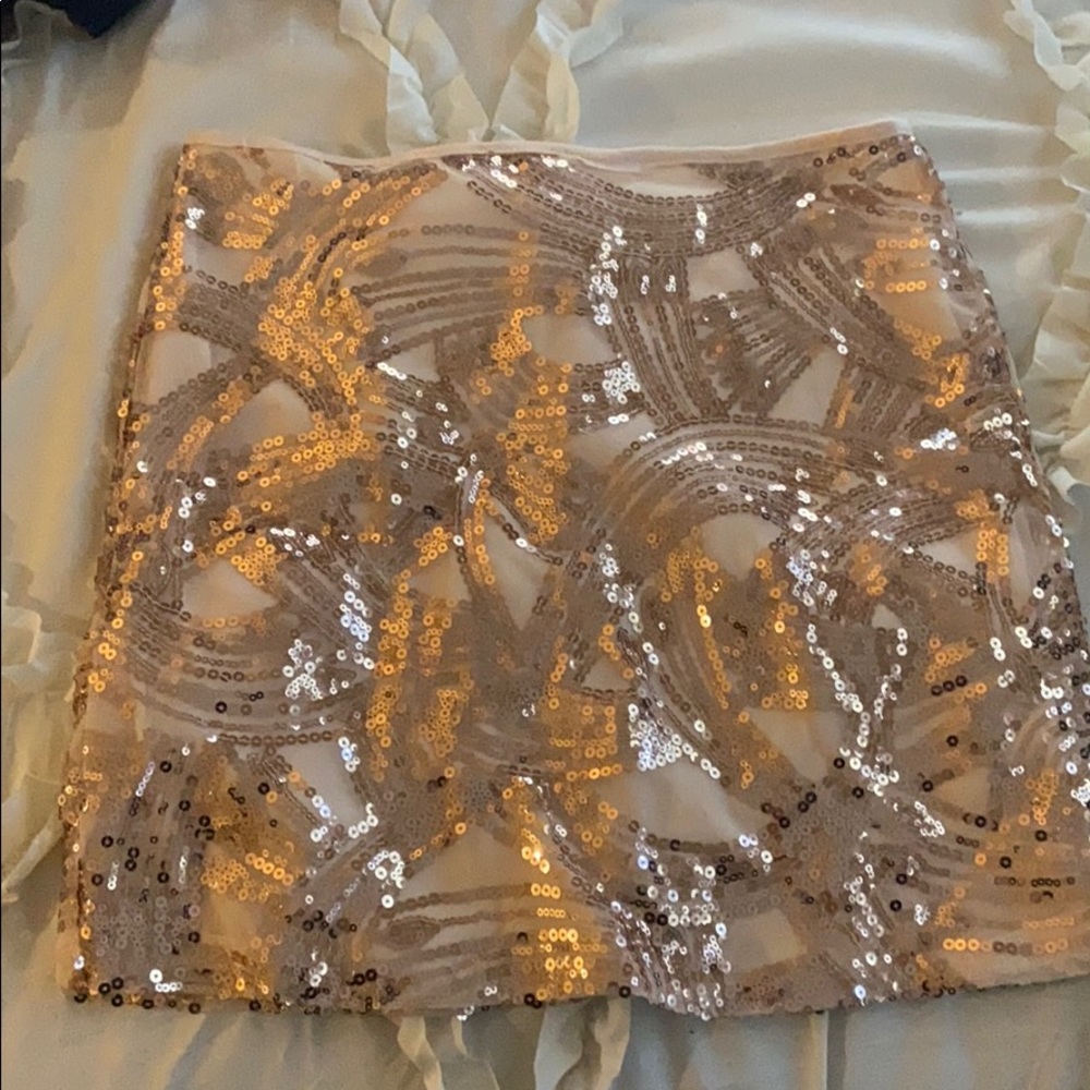 Jun & Ivy Champagne Sparkley Mini Skirt